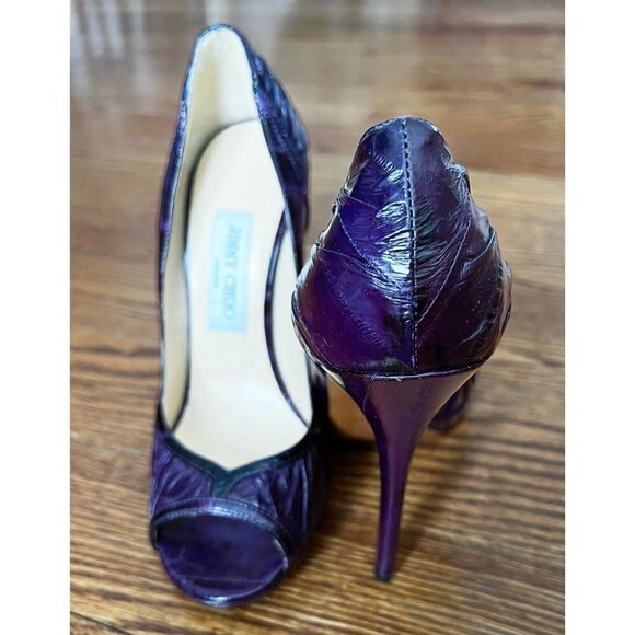 JIMMY Choo Eel Open Toe Pumps Stilettos Heels sz(7.5) - Picture 4 of 12
